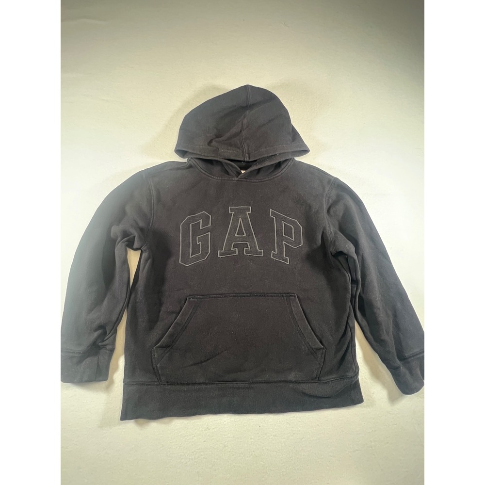Gap Kids Black Arch Logo Pullover Hoodie Sweatshirt Size M Medium